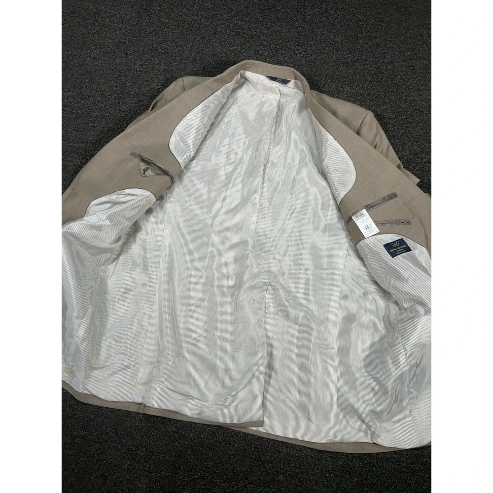 Brooks Brothers Explorer Fitzgerald 2 Piece Suit Mens 46L Pants 36x29 Wool Beige